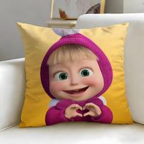 classic cartoon Masha and the Bear Cushion Cover Soft & Easy-Wash Pillow Case – Versatile for Couch, Bed, Travel and Office 30cmx30cm beige
