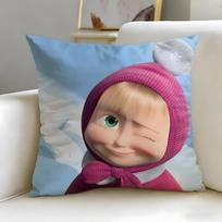 classic cartoon Masha and the Bear Cushion Cover Soft & Easy-Wash Pillow Case – Versatile for Couch, Bed, Travel and Office 40cmx40cm gray