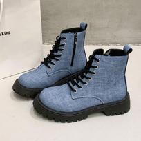 Rudens Retro Madingi Moteriški Karinės Stiliaus Batai Storu Padu Gatvės Drobės Batai Lauko Moteriški Platforminiai Motociklininkų Batai Botas Mujer 39 gray