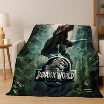 Klasikinė Juros periodo parko dinozaurų filmo Tiranzauras Reksas flanelinė antklodė, jaukus minkštas pledas namams, miegamojo lovai, sofai 75x90cm gray