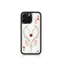Lauko gėlės Mėlynžiedės Svajonės Vyšninis telefono dėklas iPhone 17 16Pro Max 15plus 14 12 13 Lila Samanos Svajingos Širdelės WF 3D Kortų Denio Dangtelis For iPhone 17 Pro black
