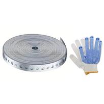 15m cinkuota metalinė juosta su perforuotomis skylėmis Metalinė juosta vamzdžių atramai ir lakštinio metalo apdirbimo tvirtinimui white