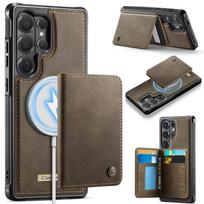 2 viename magnetinis odinis piniginė su kortelių lizda telefono dėklas, skirtas Samsung S26 Ultra S25 Plus S24 S23 A16 A56 A17 A57, su RFID, stovas Galaxy S23+ kava