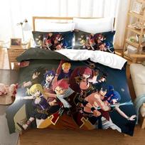 3D Spausdintas Anime Fairy Tail Natsu Lovos Patalynės Komplektas Dviejų Asmenų Karalienės Dydžio Antklodės Užvalkalas Pagalvės Užvalkalas Berniukams Mergaitėms Vaikams Suaugusiems Namams 70x133cm 2pcs
