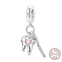 Silve Charm Bead Components Bead Components Doctor's Teeth Dentist Charm Bead Components First Aid Kit Dangle Designed For Bracelet High Quality Fine white