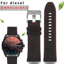Apyrankė DIESEL Dz4500 Dz4506 DZ7420 DZ4318 Panerai Drobės silikoninė laikrodžio apyrankė 24 26mm 28mm Aksesuarai Vyriškas Nailoninis laikrodžio dirželis 28mm black
