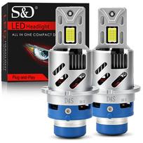 2 vnt. 60000 Lm D2S LED D4S Automobilio priekinių žibintų lemputės D2R D4R LED Automobilio šviesa Didelės galios 200W 1:1 Plug&Play 30 branduolių CSP lustai Varinis vamzdelis Turbo lempa 6000K balta D4S/D4R gray