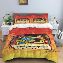 Šis Wonder Woman animacinis patalynės komplektas—su antklodės užvalkalu ir pagalvių užvalkalais—yra puikus pasirinkimas dekoruoti tiek berniukų, tiek 135X200cm