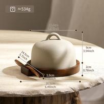 Ceramic Butter Box Wooden Butters Knife Dessert Plate Butters Dish Fruit Plate Dim Sum Dish Cheese Dish Snack Bowl Butter Plates gray