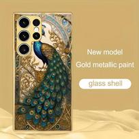 Povo atidaromas ekranas Metalinis dažytas stiklinis telefono dėklas Tinka Samsung Galaxy S26 S25 S24 S22 S21 S20 FE/Ultra/Plus Anti Drop GalaxyS26Ultra black