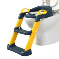 Kids' Foldable Toilet Ladder & Adjustable Potty Seat for Boys and Girls black