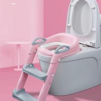 Kids' Foldable Toilet Ladder & Adjustable Potty Seat for Boys and Girls pink