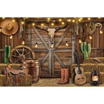 Kaubojiškas Vakarų Fonas Vakarų Rustic Arklys Medinė Klė Fotografijos Fonas Laukinių Vakarų Rodeo Šventės Dekoracijos Vėliava 125cmX80cm