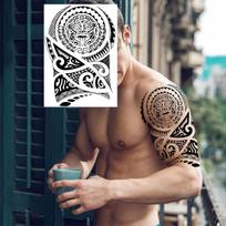 Juodi maorių laikini rankovių tatuiruotės vyrams moterims netikras kūno menas piešinys pilnos rankovės 3D vilkas drakonas karinės tatuiruotės parodai white