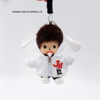 Monchhichi su gobtuvu megztinio pakabukas pliušinė lėlė raktų pakabukas Includes Woven Rope black