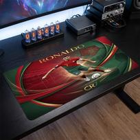 Cristiano Ronaldo emblemos pelės kilimėlis, prailgintas neslystantis guminis stalo kilimėlis žaidimams, biurui, nešiojamam kompiuteriui, gerbėjo dovana 30cmx60cm（11.8x23.6inch）