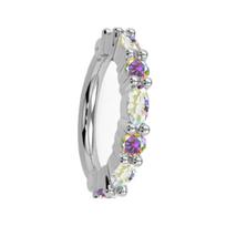 G23 Titanium Color CZ Hinged Segment Clicker Earring Cartilage Nose Hoop Septum Rings Piercing Jewelry 1.2x10mm&Earrings gray