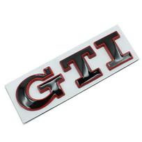 Volkswagen GTI radiatoriaus grotelių emblema Polo ir Golf 5, 6, 7 modeliams - Modifikuotos galinės ir šoninės metalinės emblemos Standard white