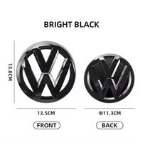 For VW Volkswagen Jetta MK5 Golf Volkswagen Front Grille Emblem 137MM car Rear Trunk Lid Badge 115MM Black Auto logo For VW Golf Golf 7 2014-2017 black