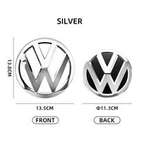 For VW Volkswagen Jetta MK5 Golf Volkswagen Front Grille Emblem 137MM car Rear Trunk Lid Badge 115MM Black Auto logo For VW Golf Golf 7 2014-2017 gray