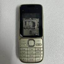 Pilnas korpusas Nokia C2-01 priekinė vidurinė dalis, baterijos galinis dangtelis, dėklas, atsarginės dalys Gold English gray