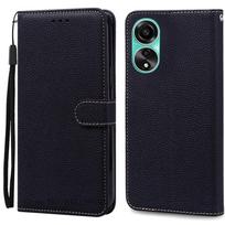 OPPO A78 4G dėklas Odinis atverčiamas piniginės dėklas OPPO A78 CPH2565 telefono dėklui OPPO A78 5G CPH2483 CPH2495 dėklas Fundas A78 5G CPH2483-2495 juoda