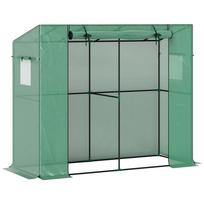 Mini Greenhouse, Lean-To Greenhouse with Roll-Up Door and Mesh Windows, UV-Resistant, for Flowers, Seedlings, Plants, Green 200 x 76 x 170 cm