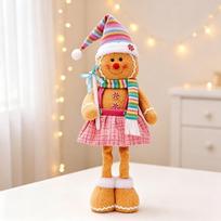 Pink Grid Skirt Gingerbread Man Figurine Stretch Legs Biscuit Man Christmas Decor  Christmas Tree A
