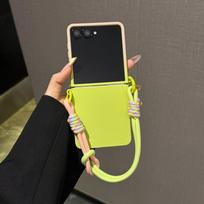 Dvipusio atspalvio apyrankės dėklas telefonui Samsung Z Flip 8 flip7 FE Galaxy Z Flip 7 6 5 4 Odai draugiškas apsauginis dėklas Galaxy Z Flip5 žalia