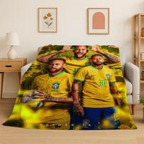 Futbolo N-Neymar Sporto Žvaigždės Minkštas Flanelinis Antklodė, Jaukus Antklodė Lovai, Foteliui, Sofai, Miegamajam, Svetainei, Kelionei, Iškylai vaikams Size: 75*100cm, Weight: 280 GSM yellow