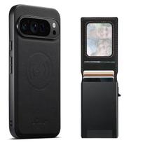 Belaidžio įkrovimo dėklas Google Pixel 11 Pro XL Pixel10 9 8 7 6 8A 7A 6A Odinis Nuimamas kortelių dėklas Magnetinis priekinis dangtelis Google Pixel 7a black