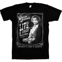 Waylon Jennings Live In Concert M L Xl 2xl Black T Shirt Vintage Unisex Comfortable Designer Clothes Stretched Graphic XL gray