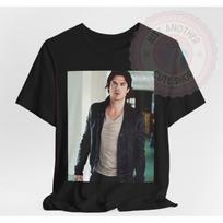 Damonas Salvatore marškinėliai Karštas Vampyrų Dienoraščiai Ian Somerhalder Grafinis marškinėlis L gray
