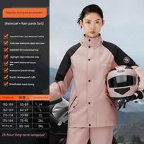 Moteriškas žieminis motociklininko lietpaltis ir lietaus kelnių komplektas, Padalintas komplektas, Specialiai važiavimui, Atsparus audrai, Pristatymo kurjeriams, Elektrinis 3XL rožinė