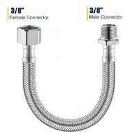 20/30/40/50cm 304 Stainless Steel Woven Tube 3/8'' Male and Female Connector Metal Cold Hot Water Explosion-proof Extension Hose 20CM white