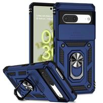 Case for Google Pixel 11/Pixel 11 Pro , with ring stand and camera lens sliding cover mėlyna