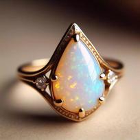Metal feng shui drop multi-claw inlaid ring, imitation opal new hot-selling, court style stacked jewelry No. 10 white