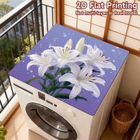 Washing Machine Waterproof, Dustproof, Anti-Slip Diatom Mat with 3D Flower Design 30*50cm (New Diatom Mud) gray