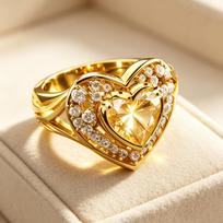 1 Elegant ladies' yellow heart-shaped ruby engagement ring, luxurious synthetic gemstone, perfect for weddings, anniversaries, and Valentine's Day 5 brown
