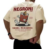 Negroni Cocktail Vintage T-and kids tshirt Men Women Drink Recipe Print Oversized Casual Streetwear Bartender Short Sleeve Tee Tops 150 beige
