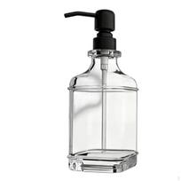 Kvadratinis stiklinis pompos buteliukas, daugkartinis muilo dozatorius, didelės talpos 18oz Black 550ML
