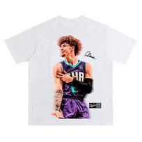 LaMelo Ball marškinėliai Unisex Krepšinio grafinis marškinėlis Apvalus kaklas Streetwear Gerbėjo viršus Madingi kasdieniai drabužiai Didelio dydžio vyriški marškinėliai 4XL white