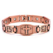 99,9% gryno vario kryžiaus pakabukas Lankstus Anti-Fatigue apyrankė Vyrams Moterims Vintažinio stiliaus papuošalai Antique Copper Color 1 beige