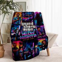 Grand Theft Auto VI spausdinta pledas - Minkštas ir patogus, miegamajam, kelionėms, sofai, namų dekoravimui - Gimtadienio Kalėdų dovana draugui 80cmx120cm black