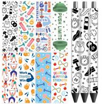 1set 12pcs Plastic Rub on Transfer Stickers Waterproof Cup Wrap Transfer Decals Mixed Shapes 160x120mm gray
