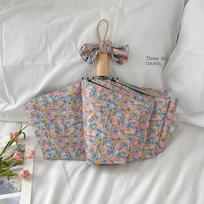 Retro Floral Umbrella Women's Literary High-End Strong Sun Protection Sunscreen Sun Umbrella gray
