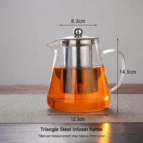 with Stainless Steel Infuser Glass Teapot High Borosilicate Coffee Tea Pot  Coffee 550ml white