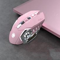 Įkraunama belaidė žaidimų kompiuteris tyli „Bluetooth“ pelė USB mechaninė „e-Sports“ foninio apšvietimo kompiuterio žaidimų pelė kompiuteriui rožinė