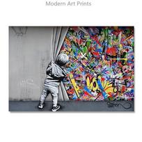 Banksy stiliaus plakatas Mergaitė su balionu Sek savo svajone Drobės tapyba Abstraktus grafiti Pop gatvės sienų meno paveikslas Namų dekoras 60x80cm No Framed