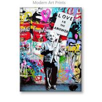 Banksy stiliaus plakatas Mergaitė su balionu Sek savo svajone Drobės tapyba Abstraktus grafiti Pop gatvės sienų meno paveikslas Namų dekoras 60x80cm No Framed